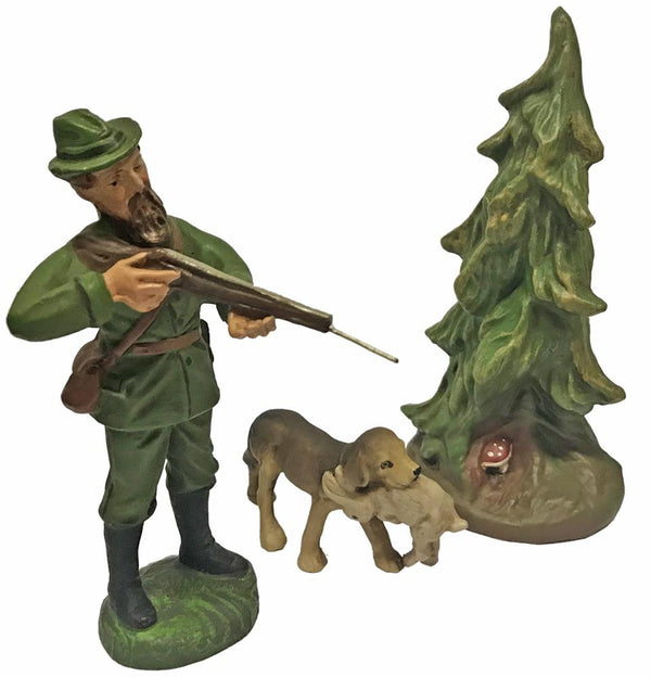 Forest Set with Hunter, Bush and Dog made by Richard Mahr GmbH (Marolin) in Steinach