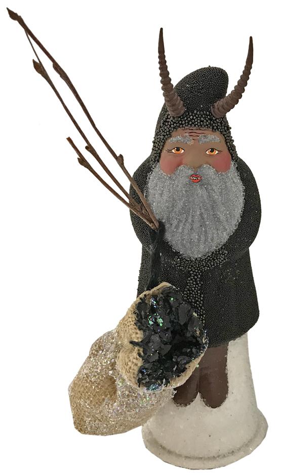 Krampus with Coal Bag, black beaded by Ino Schaller