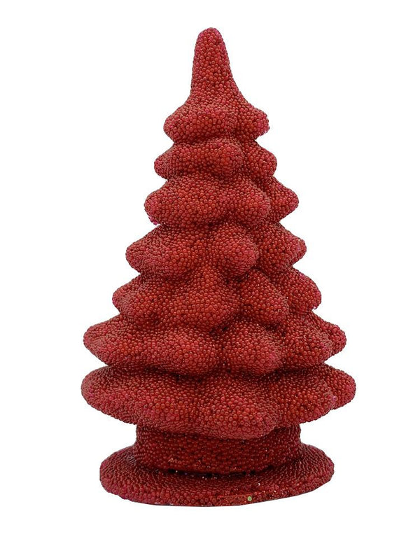 Small Red Beaded Tree Figurine 2 by Ino Schaller