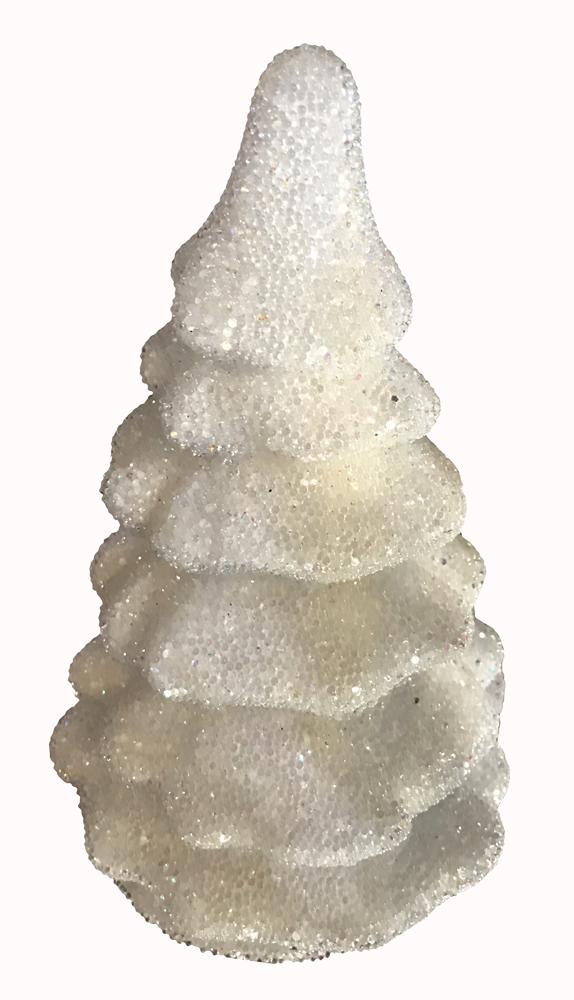 Medium White Beaded Tree Candy Container by Ino Schaller