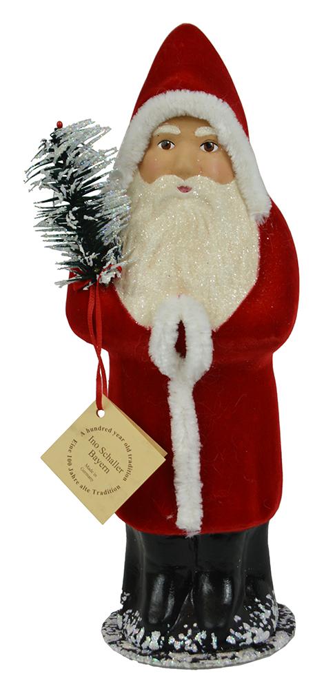 Santa Red Flocked Candy Container by Ino Schaller