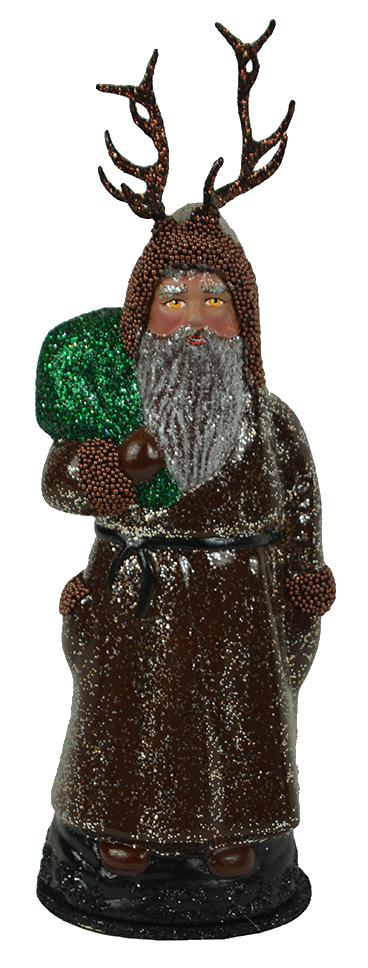 Krampus Candy Container with Sack, brown and green by Ino Schaller