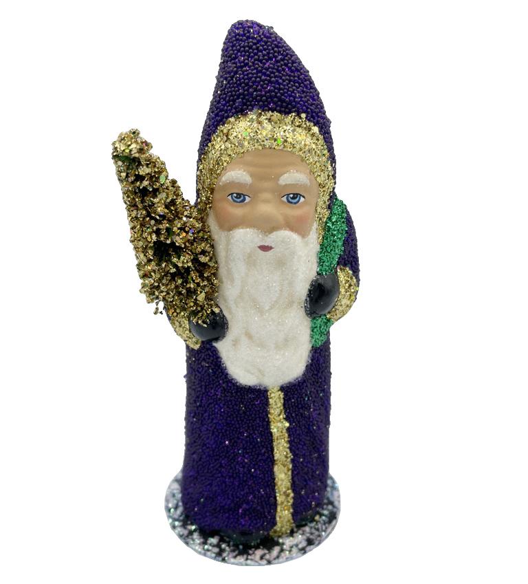 Purple Beaded Santa with Tree by Ino Schaller