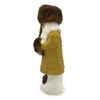 Santa in Russian Hat, Paper Mache Candy Container, gold with gems, brown fur hat and muff, by Ino Schaller