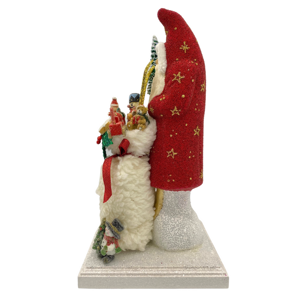 Santa, Red Coat with Gold Stars with Bag on Base by Ino Schaller