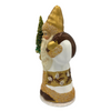 Santa Candy Container, White Coat with Gold Pinecone Banner by Ino Schaller
