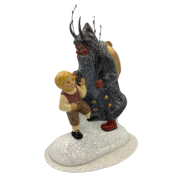 Krampus with Naughty Child, Paper Mache Candy Container by Ino Schaller