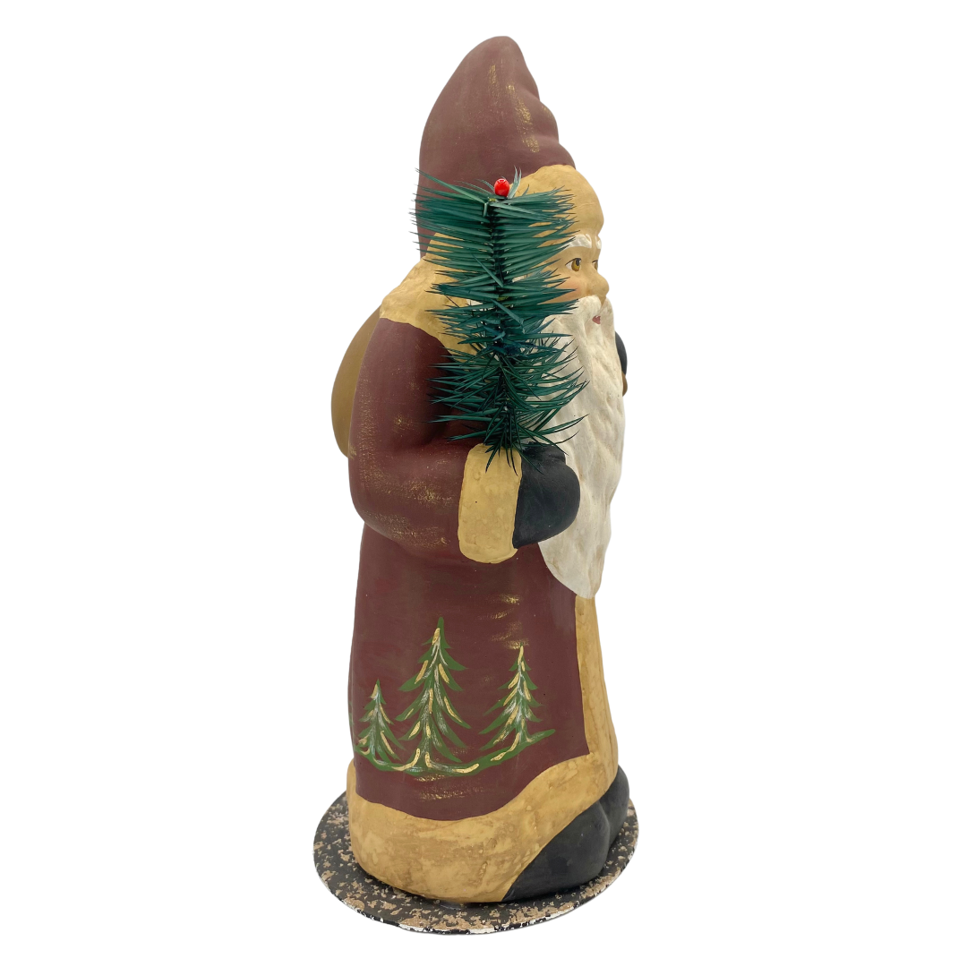 Santa Candy Container, Aged Red Coat with Tree Decoration by Ino Schaller