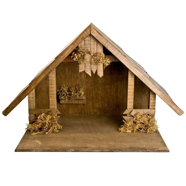 Wooden Stable with Gable Roof, 9-10cm scale by Marolin Manufaktur