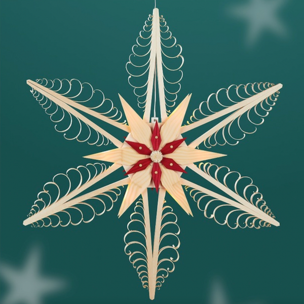 Illuminated Extra Large Star with Small Red Star by Martina Rudolph