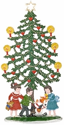 Christmas Tree with Children Standing Pewter Figure by Kuehn