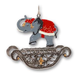 3D Elephant on See-Saw Ornament by Kuehn Pewter