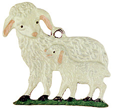 Sheep with Lamb Pewter Ornament by Kuehn Pewter