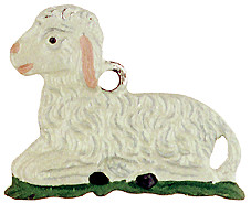 Sitting Sheep Pewter Ornament by Kuehn Pewter