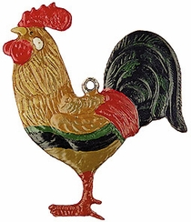 Large Rooster, Painted on Both Sides Pewter Ornament by Kuehn Pewter