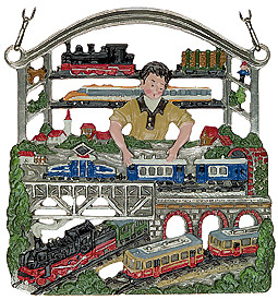 Model Trains Hanging Pewter Picture by Kuehn