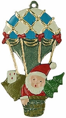 St. Nikolaus in Balloon, Painted on Both Sides Pewter Ornament by Kuehn