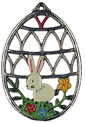 Bunny in Egg, Painted on Both Sides Pewter Ornament by Kuhn