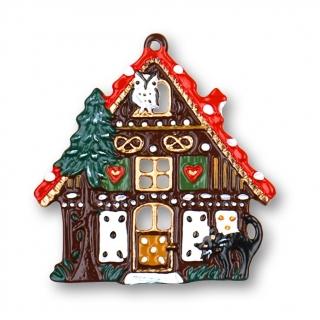 Gingerbread Haus with Owl Pewter Ornament by Kuehn