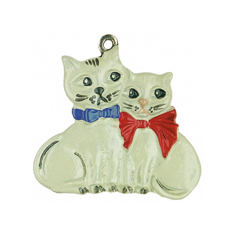 Pair of White Cats Ornament by Kuehn Pewter