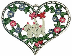 Heart with Kittens, Painted on Both Sides Pewter Ornament by Kuhn