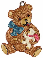 Teddy Bear, Painted on Both Sides Pewter Ornament by Kuehn