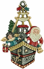 Santa in Boat, Painted on Both Sides Pewter Ornament by Kuehn Pewter