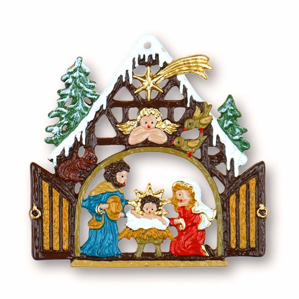 Holy Family in Creche Pewter Ornament by Kuehn