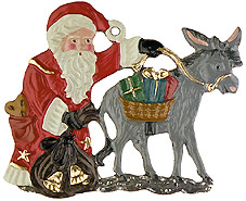 Santa Claus with Donkey Pewter Ornament by Kuehn