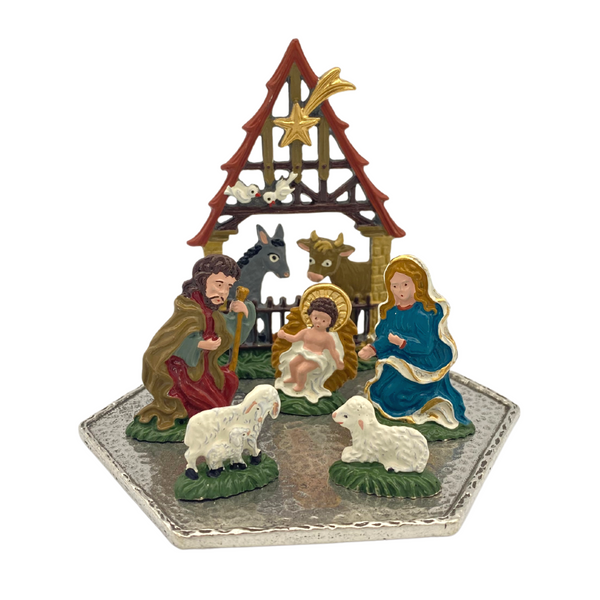 Standing Nativity on Pewter Plate by Kuehn Pewter
