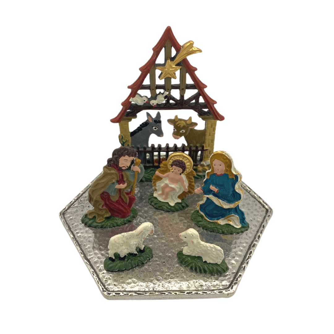 Standing Nativity on Pewter Plate by Kuehn Pewter