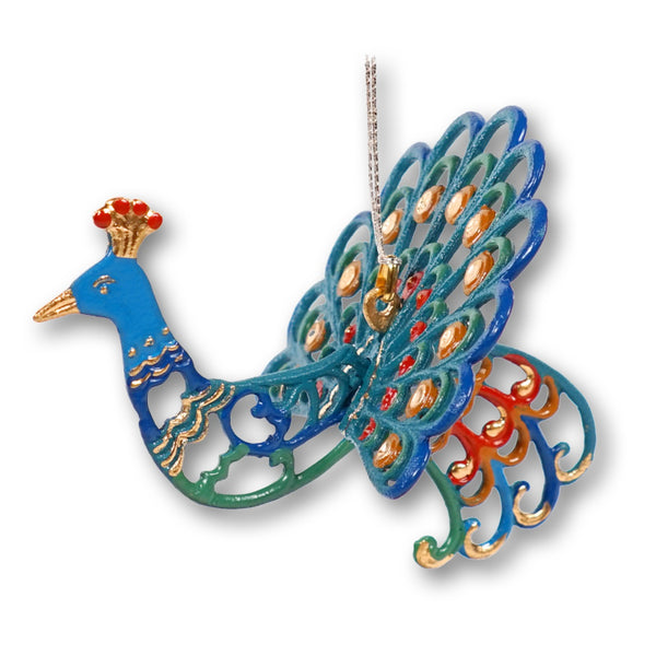 3D Open Fan Peacock Ornament by Kuehn Pewter