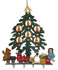 3D Christmas Tree with Train Pewter Ornament by Kuehn Pewter