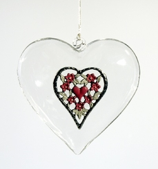 Glass Heart Pewter Ornament by Kuehn Pewter