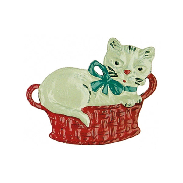Cat in a Basket Ornament by Kuehn Pewter