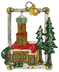 Church in Winter Pewter Ornament by Kuhn