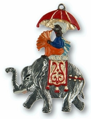 Indian Man on Elephant Pewter Ornament by Kuehn