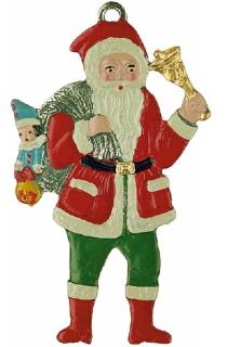 Santa Claus with Bell Pewter Ornament by Kuehn