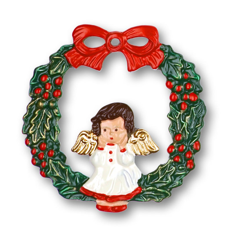 Angel in Wreath Ornament by Kuehn Pewter