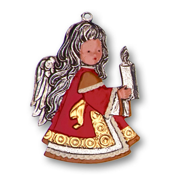 Angel with Candle Ornament by Kuehn Pewter