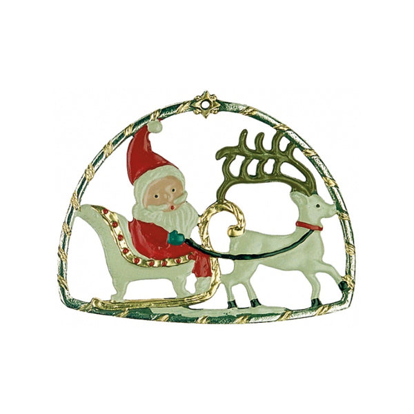 Santa in Sleigh in Arch Ornament by Kuehn Pewter