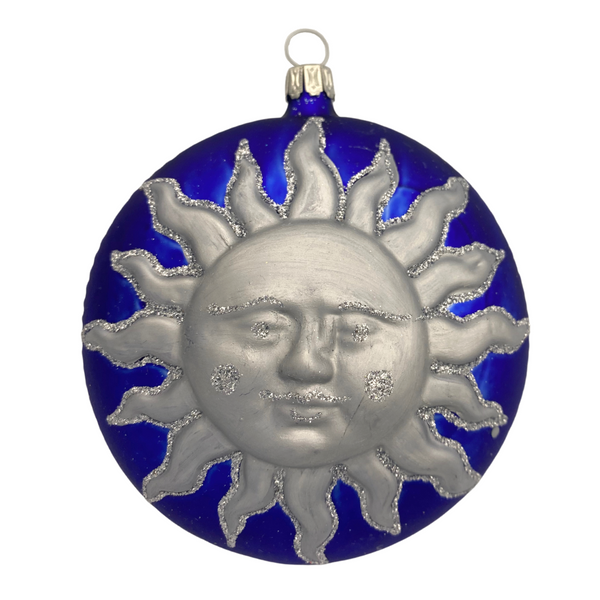 Silver Sun on Blue Form, Ornament by Old German Christmas