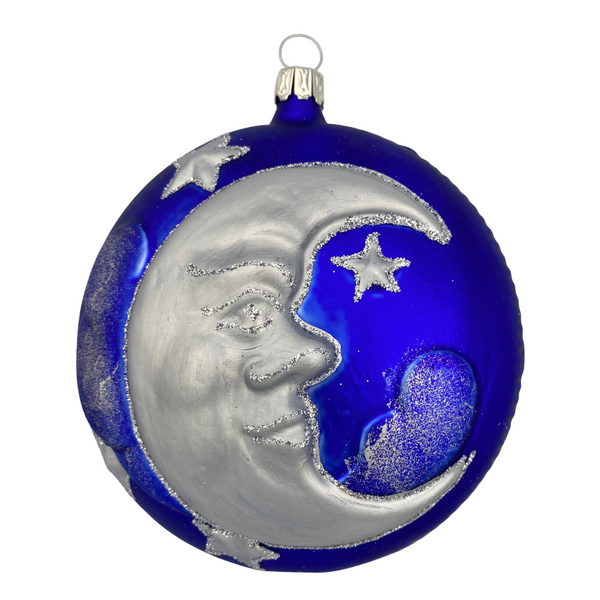 Silver Moon on Blue Form, Ornament by Old German Christmas
