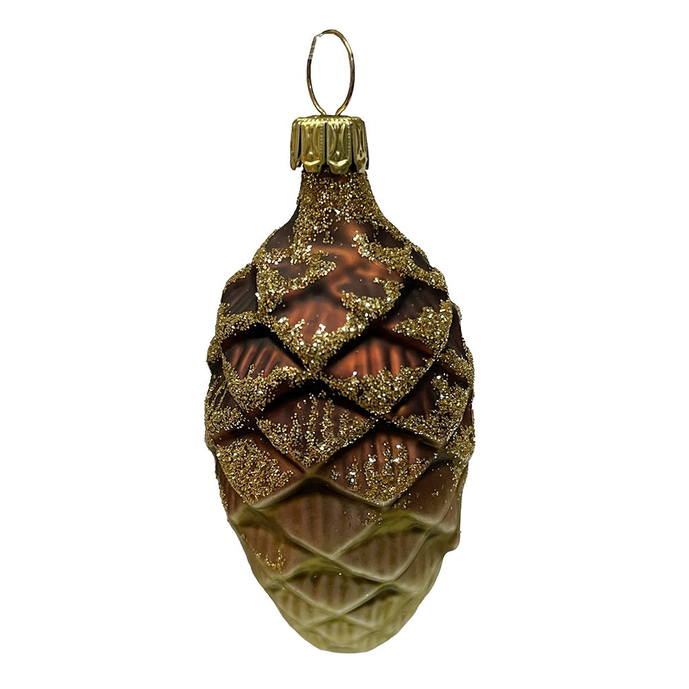 Brown to Green Pinecone Ornament by Old German Christmas