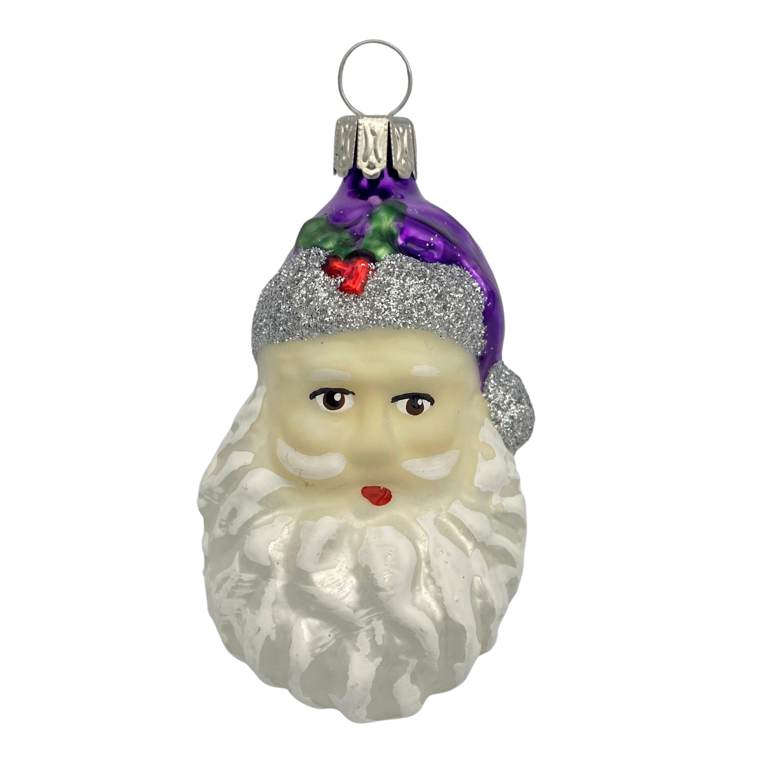 Santa Head with Purple Hat, Ornament by Old German Christmas