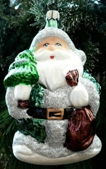 Green Santa with Sack and Tree Ornament by Old German Christmas