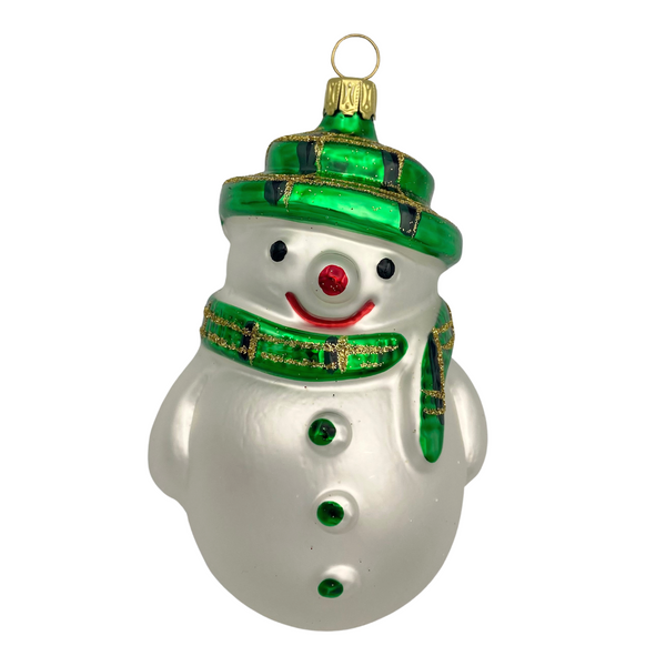 Snowman with Green Plaid Scarf, Ornament by Old German Christmas