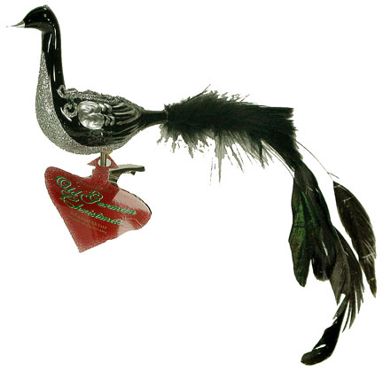 Black Bird with Silver Trim Ornament by Old German Christmas
