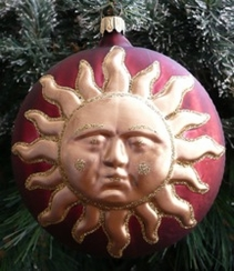 Gold Sun on Dark Red Form by Old German Christmas