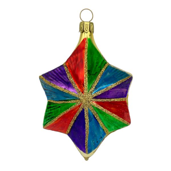 Gold Star Colorful Ornament by Old German Christmas